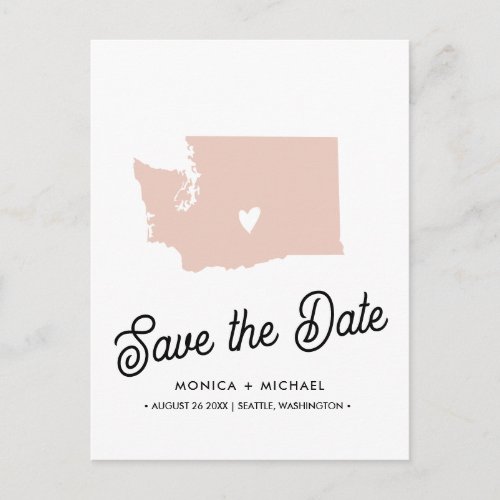 WASHINGTON State Destination Wedding ANY COLOR   Announcement Postcard