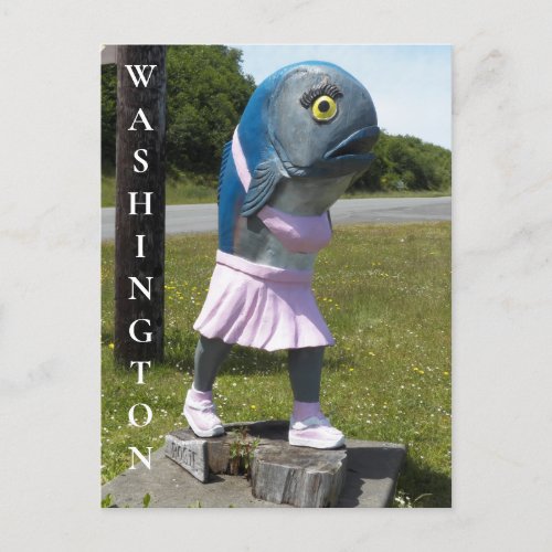 Washington State Fish Girl Statue Travel Postcard
