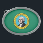 Washington State Flag Belt Buckle<br><div class="desc">Patriotic Washington state flag.</div>