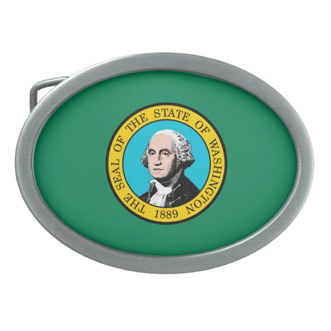 Washington State Flag Design Belt Buckle (Front)