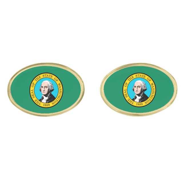 Washington State Flag Design Cufflinks (Front)