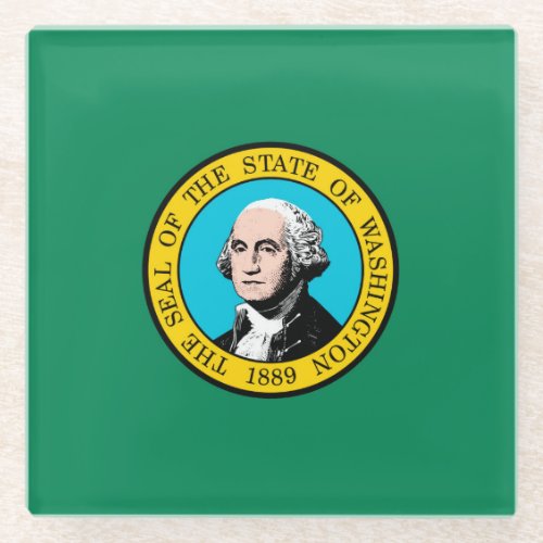 Washington State Flag Design Decor Glass Coaster