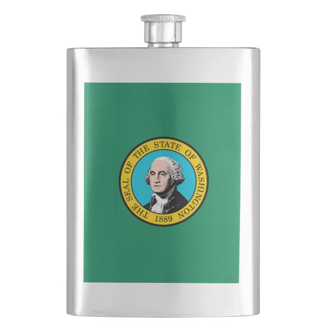 Washington State Flag Design Flask (Front)