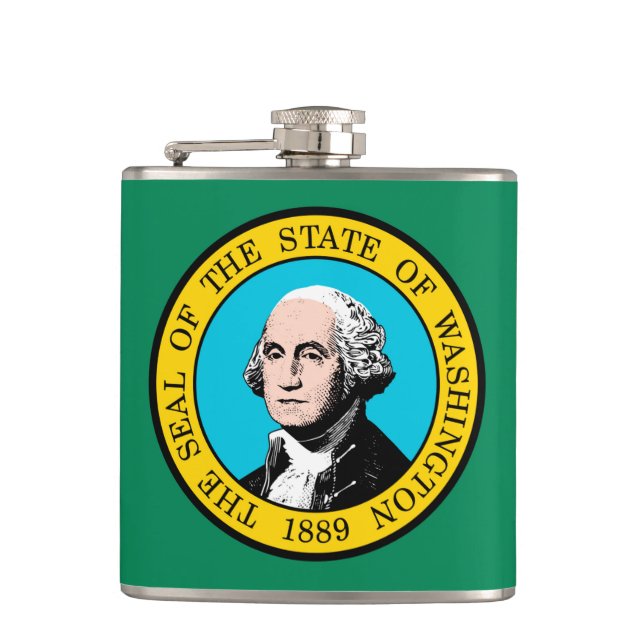 Washington State Flag Design Flask (Front)