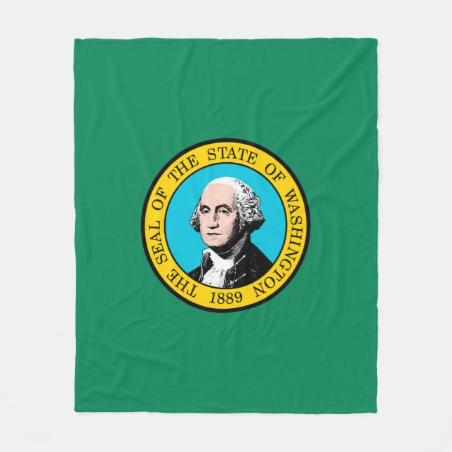 Washington State Flag Design Fleece Blanket (Front)