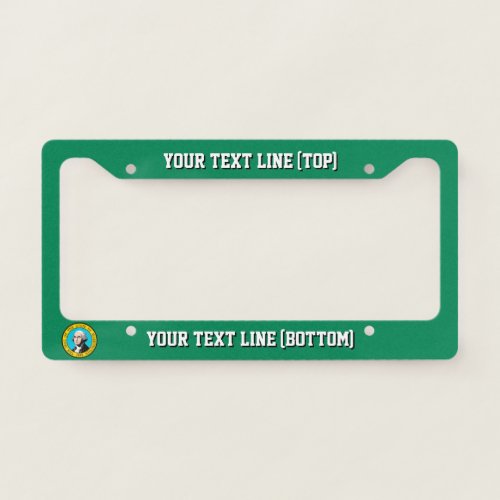 Washington State Flag Design on a Personalized License Plate Frame