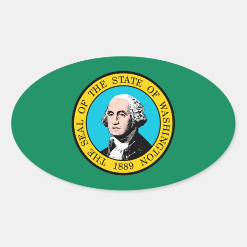 Washington State Flag Design Oval Sticker