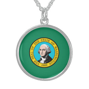 Washington State Flag Design Sterling Silver Necklace