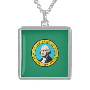 Washington State Flag Design Sterling Silver Necklace