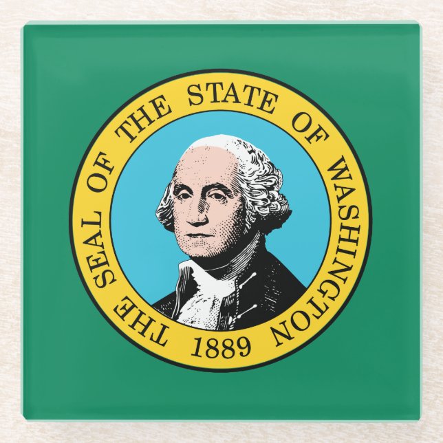 Washington State Flag Glass Coaster (Front)
