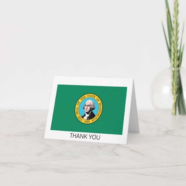 Washington State Flag Letterpress Thank You Card (Front)