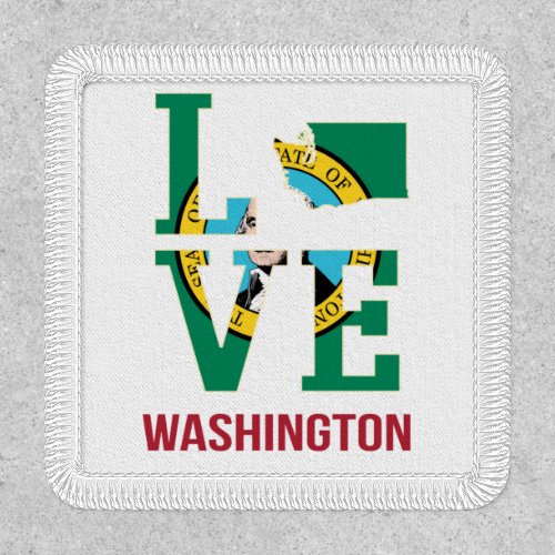 Washington State Flag Love Adult Cloth Patch