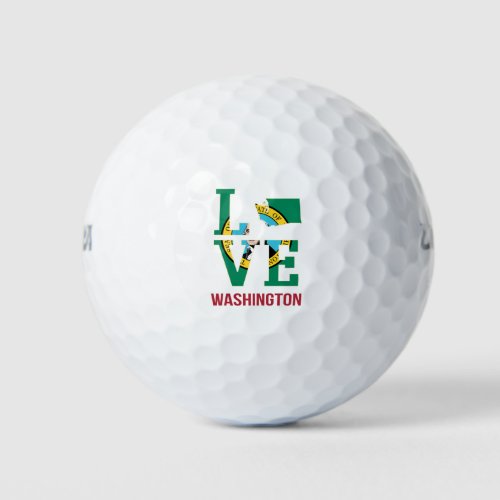 Washington State Flag Love Golf Balls