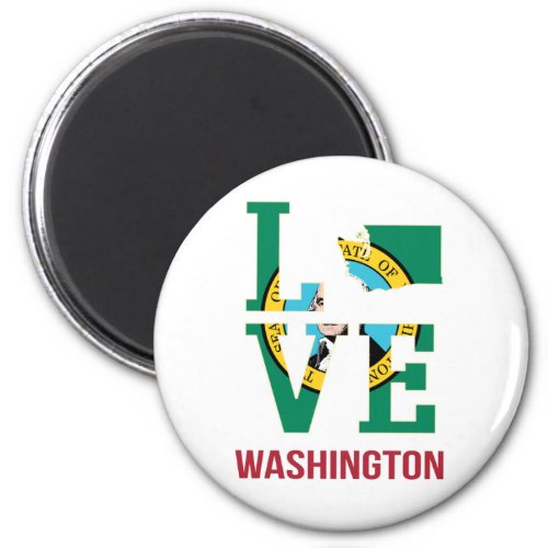 Washington State Flag Love Magnet