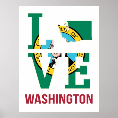 Washington State Flag Love Poster