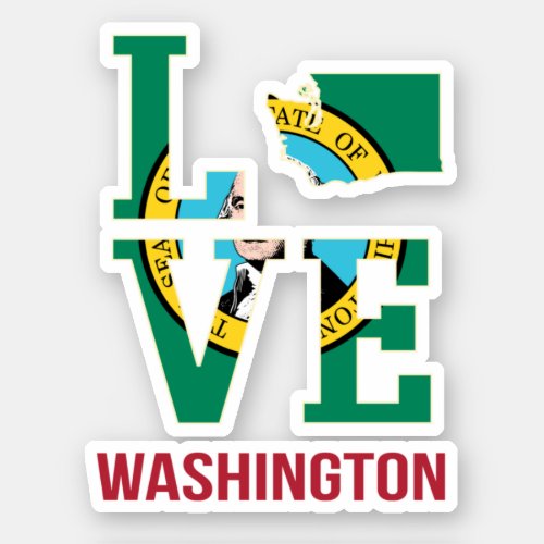 Washington State Flag Love Sticker