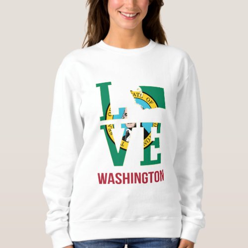 Washington State Flag Love Sweatshirt
