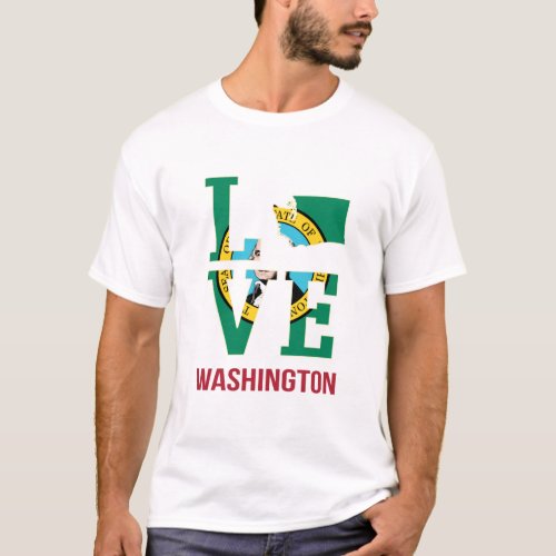 Washington State Flag Love T_Shirt