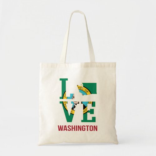 Washington State Flag Love Tote Bag