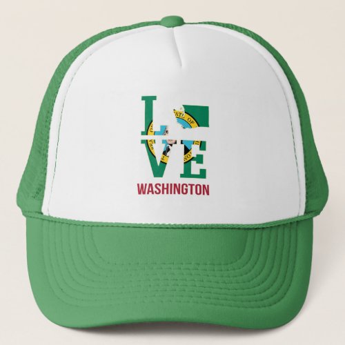 Washington State Flag Love Trucker Hat