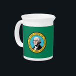 Washington State Flag Pitcher<br><div class="desc">Serve your beverages with a touch of Washington State pride using our exclusive pitcher featuring the flag of Washington State! Designed to combine practicality with heritage, this pitcher is more than just a drinkware essential; it’s a celebration of Washington’s cultural identity. The striking design prominently displays the iconic Washington State...</div>