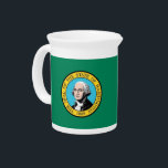 Washington State Flag Pitcher<br><div class="desc">Serve your beverages with a touch of Washington State pride using our exclusive pitcher featuring the flag of Washington State! Designed to combine practicality with heritage, this pitcher is more than just a drinkware essential; it’s a celebration of Washington’s cultural identity. The striking design prominently displays the iconic Washington State...</div>
