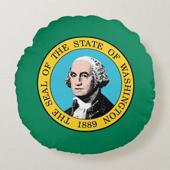 Washington State Flag Round Pillow (Front)