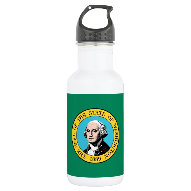 Washington State Flag Stainless Steel Water Bottle (Front)