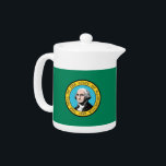 Washington State Flag Teapot<br><div class="desc">Elevate your tea time with a touch of Washington State pride using our exclusive teapot featuring the flag of Washington State! Designed to blend functionality with heritage, this teapot is more than just a kitchen essential; it’s a celebration of Washington’s cultural identity. The elegant design prominently displays the iconic Washington...</div>