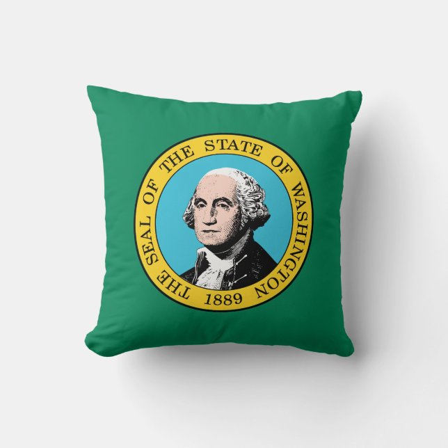 Washington State Flag Throw Pillow (Front)
