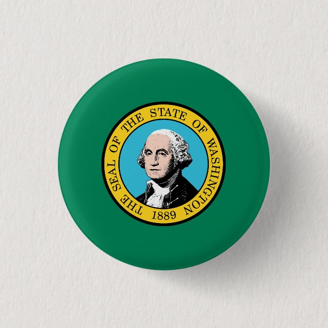 Washington State Flag USA Button (Front)