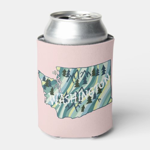 Washington State Illustrated Map Can Cooler