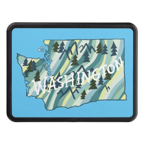 WASHINGTON State Illustrated Map  Hitch Cover