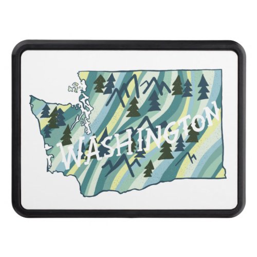 WASHINGTON State Illustrated Map  Hitch Cover