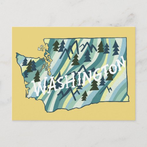 Washington State Illustrated Map Postcard