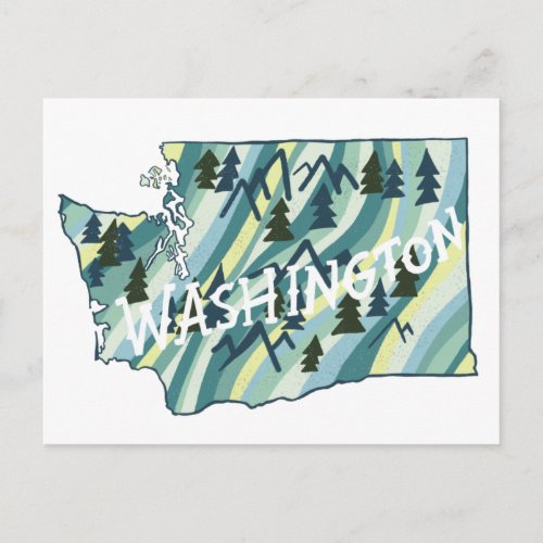 Washington State Illustrated Map Postcard