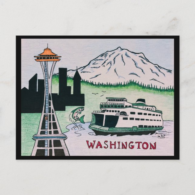 Washington State Illustration Postcard (Front)