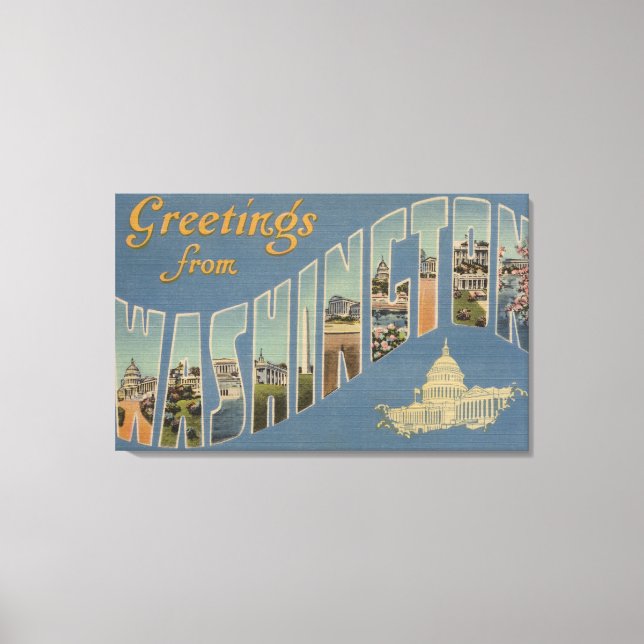 Washington (State) - Large Letter Scenes 4 Canvas Print (Front)