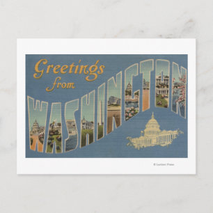 Washington (State) - Large Letter Scenes Postcard