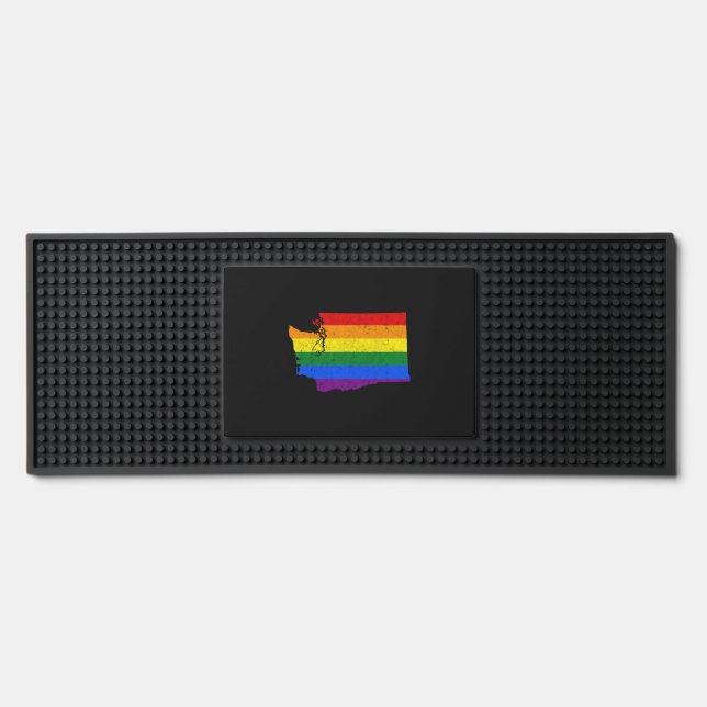Washington State Lgbt Rainbow Flag Bar Mat (Front)