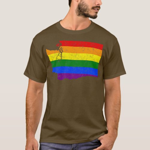 Washington State LGBT Rainbow Flag T_Shirt