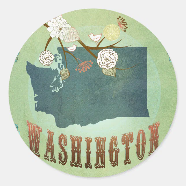 Washington State Map – Green Classic Round Sticker | Zazzle