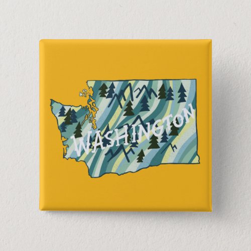 Washington State Map Illustration Button