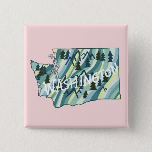 Washington State Map Illustration Button