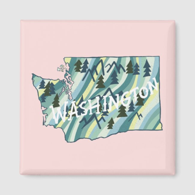 Washington State Map Illustration Magnet