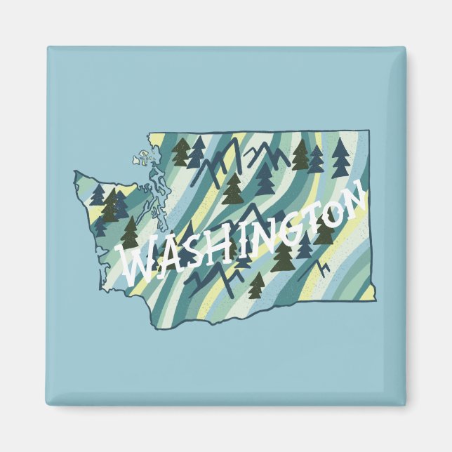 Washington State Map Illustration Magnet (Front)