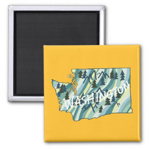 Washington State Map Illustration Magnet