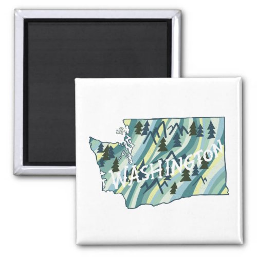 Washington State Map Illustration Magnet