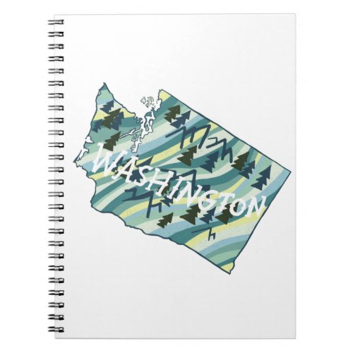 Washington State Map Illustration Notebook