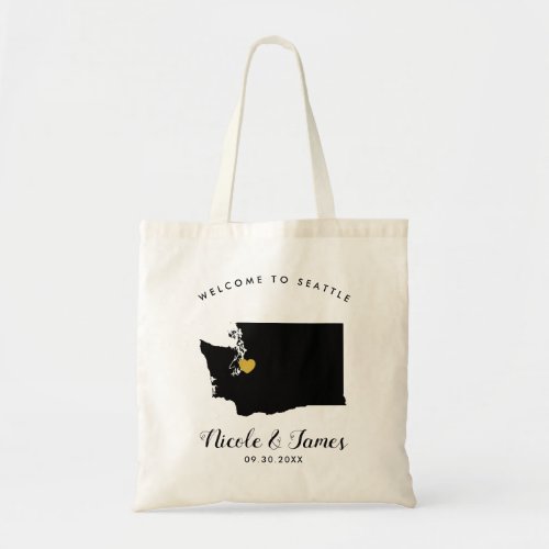 Washington State Map Wedding Welcome Bag Tote